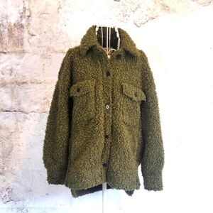 Urban Outfitters Palmer Sherpa Jacket - Olive Green Womens Size S